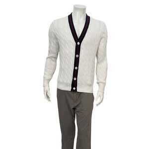 Ralph Lauren Men's White Cardigan Sweater